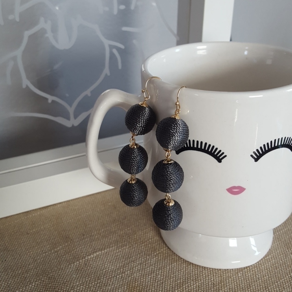 Macy’s statement Grey bon bon earrings NEW